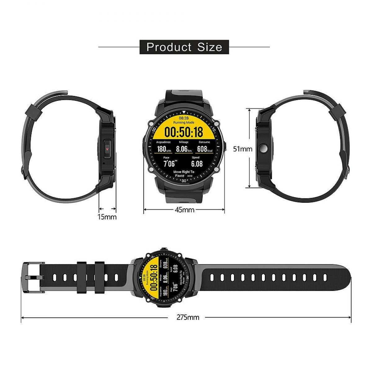 Kingwear 01A00238H FS08 Smartwatch GPS Sportswatch Gray