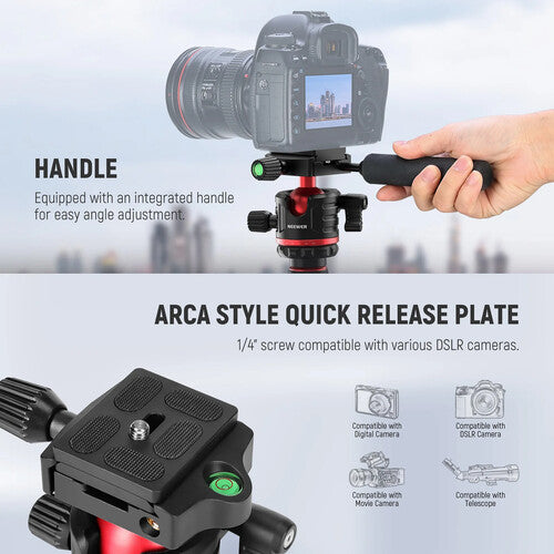 Neewer TP08 2-in-1 Aluminum Tripod with Ball Head and Monopod 77"
