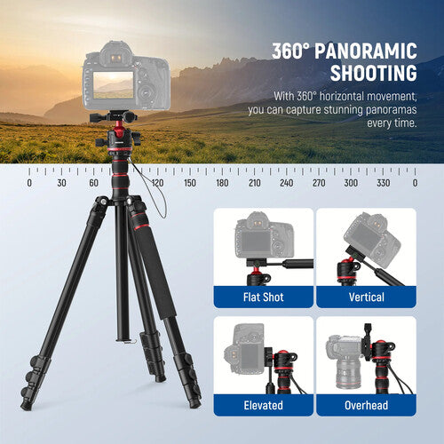 Neewer TP08 2-in-1 Aluminum Tripod with Ball Head and Monopod 77"