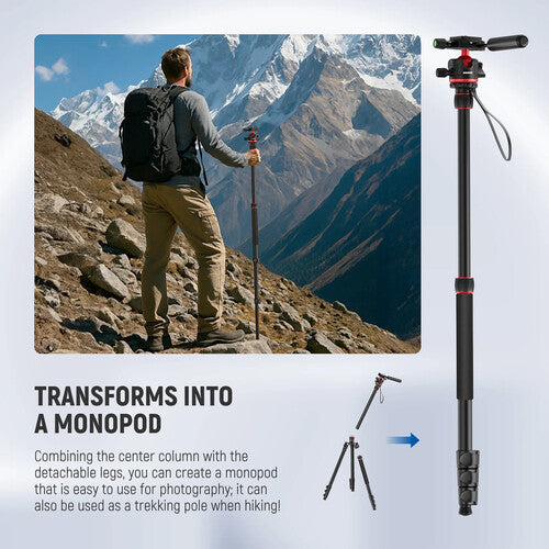 Neewer TP08 2-in-1 Aluminum Tripod with Ball Head and Monopod 77"