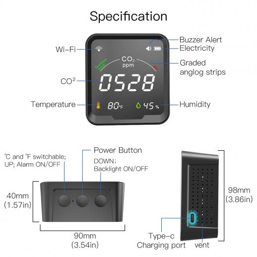 KENTFAITH GW40.0005 PTH-9CW Smart CO2 Detector