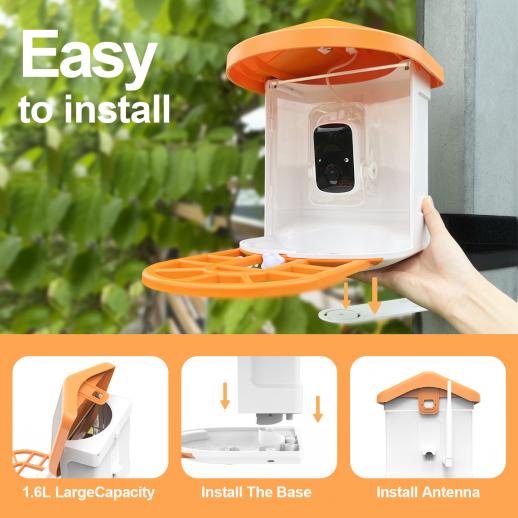 KENTFAITH GW62.0001 Smart 1080P Solar Bird Feeder Camera