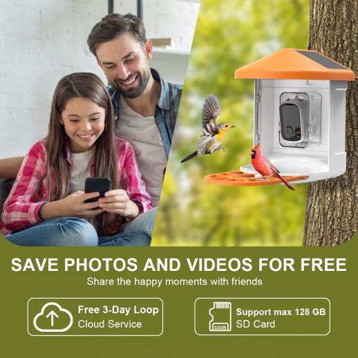 KENTFAITH GW62.0001 Smart 1080P Solar Bird Feeder Camera