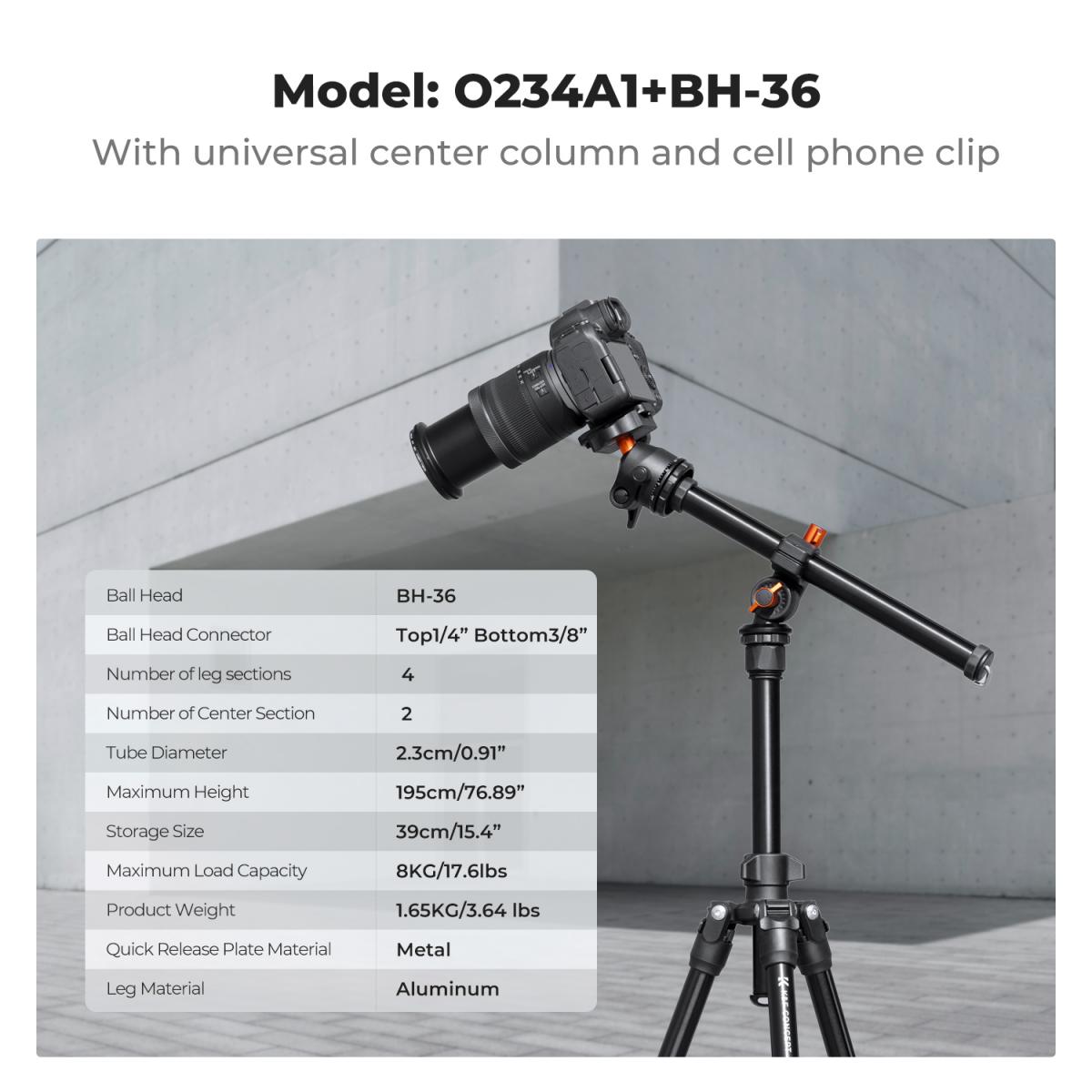 K&F Concept KF09.101V6 Camera Tripod with Ball Head