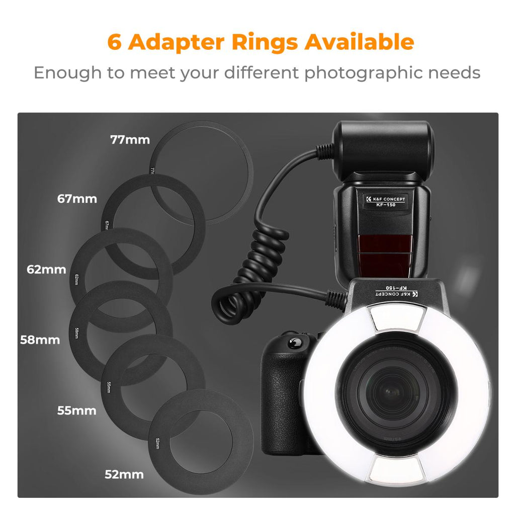 K&F Concept KF22.008 KF-150 Macro Ring Light Flash Speedlite