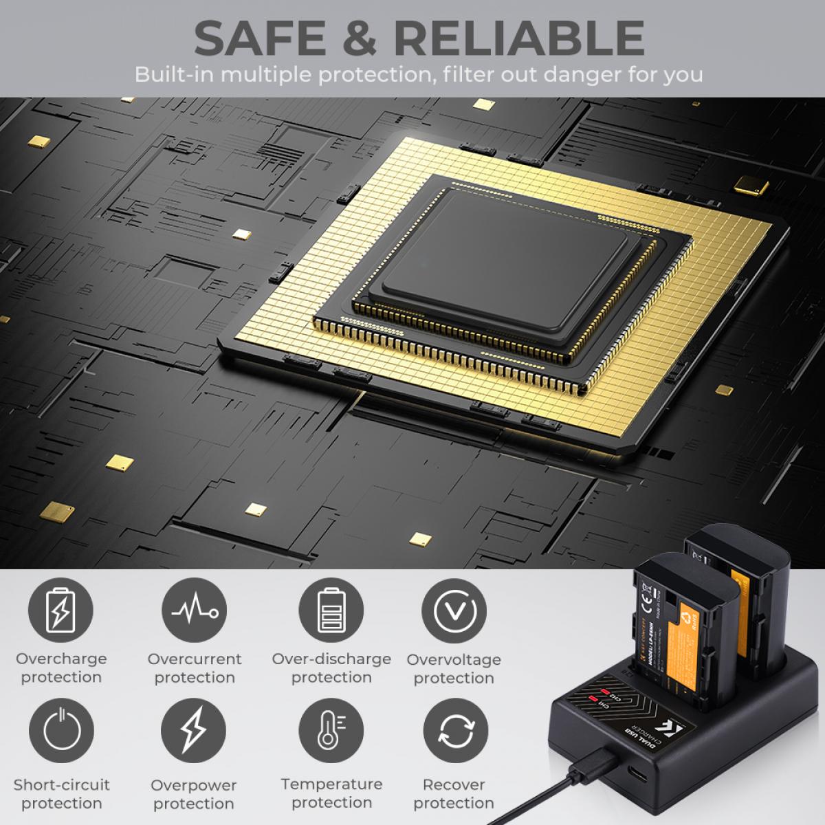 K&F Concept KF28.0002 LP-E6NH Dual Battery and Charger Kit