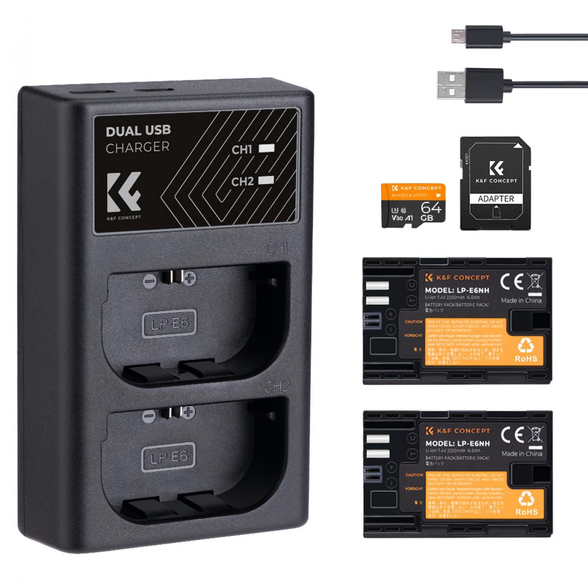 K&F Concept KF28.0002V1 LP-E6NH Battery and Charger Set