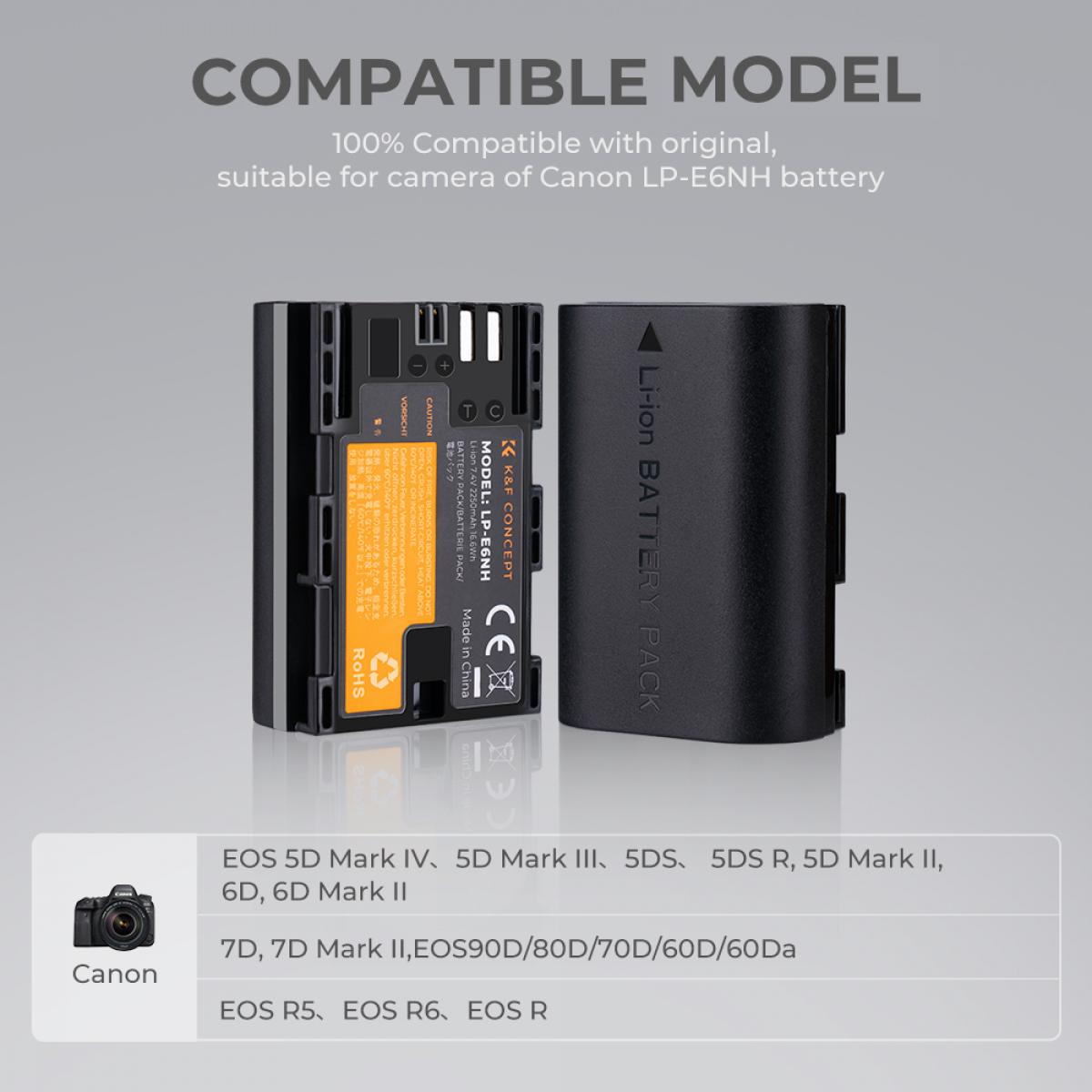 K&F Concept KF28.0002V1 LP-E6NH Battery and Charger Set