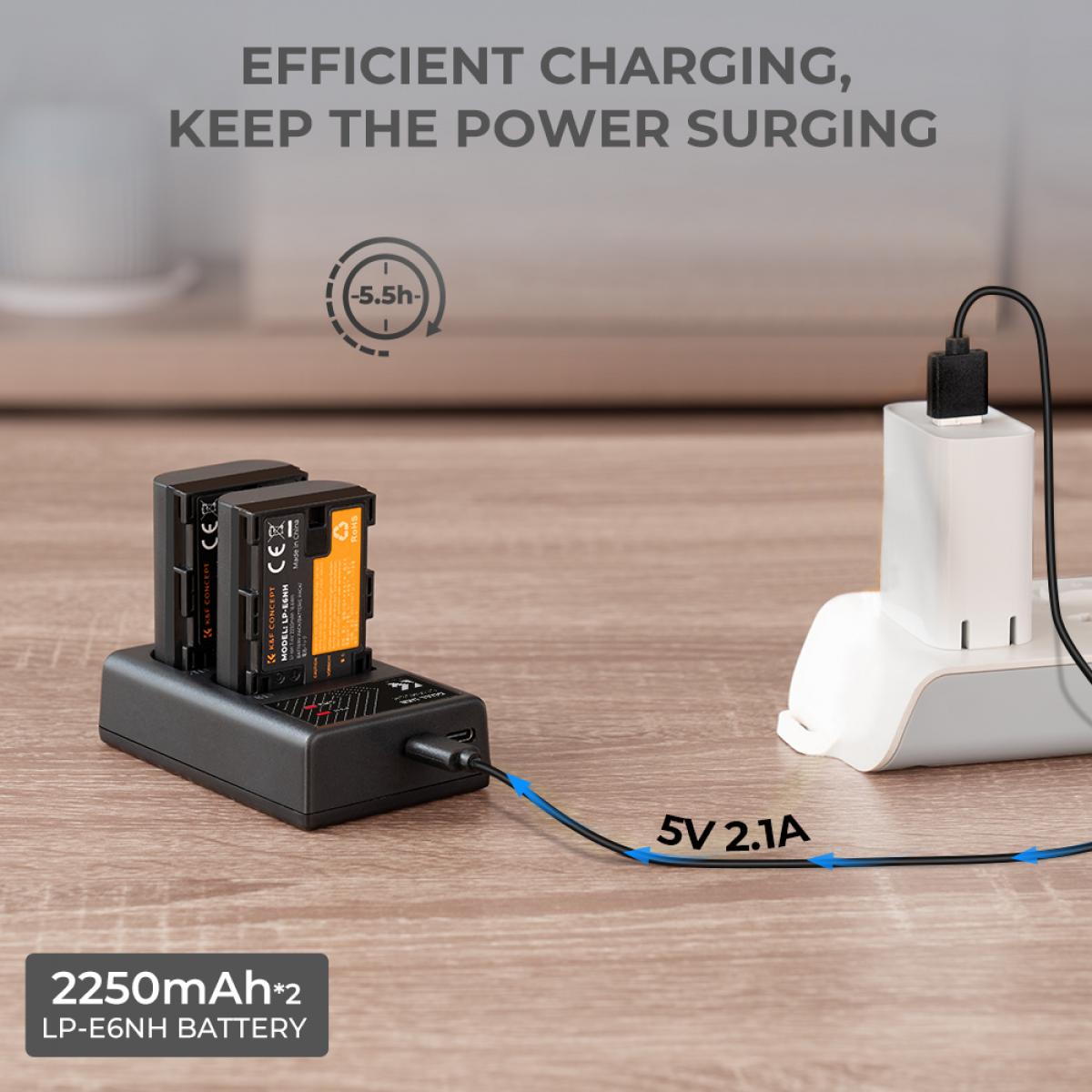 K&F Concept KF28.0002V1 LP-E6NH Battery and Charger Set