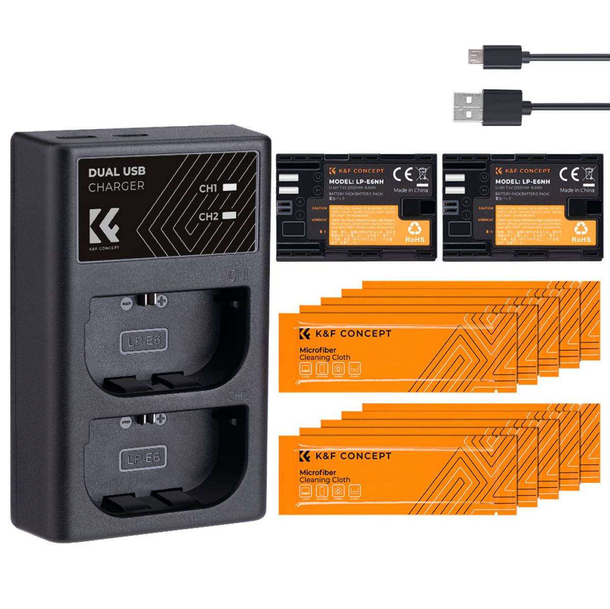 K&F Concept KF28.0002V2 LP-E6NH Dual Battery and Charger Kit
