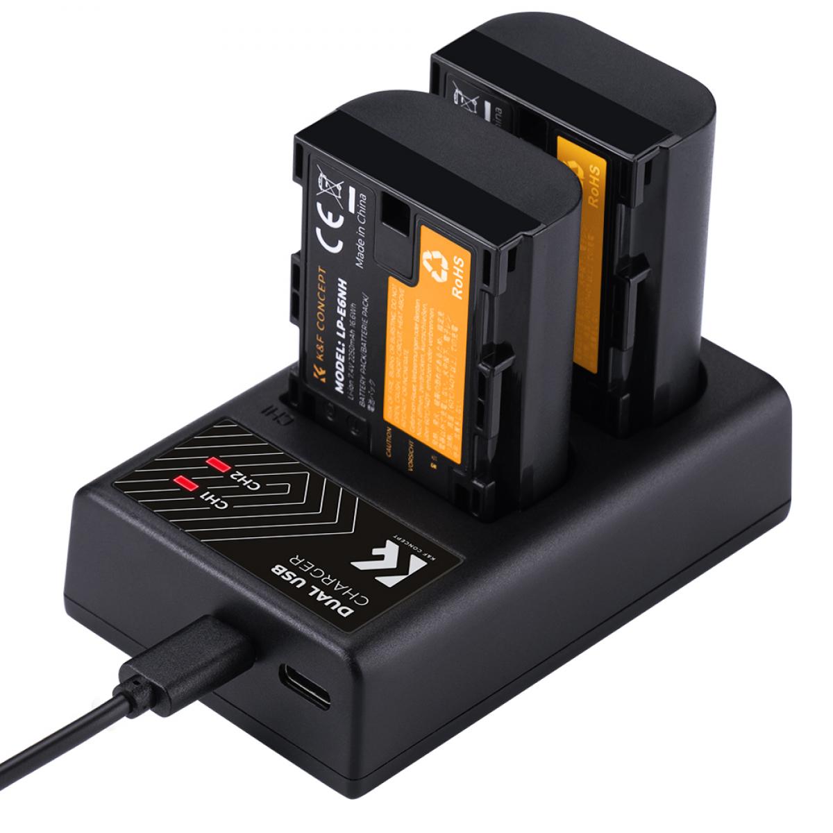 K&F Concept KF28.0002V2 LP-E6NH Dual Battery and Charger Kit