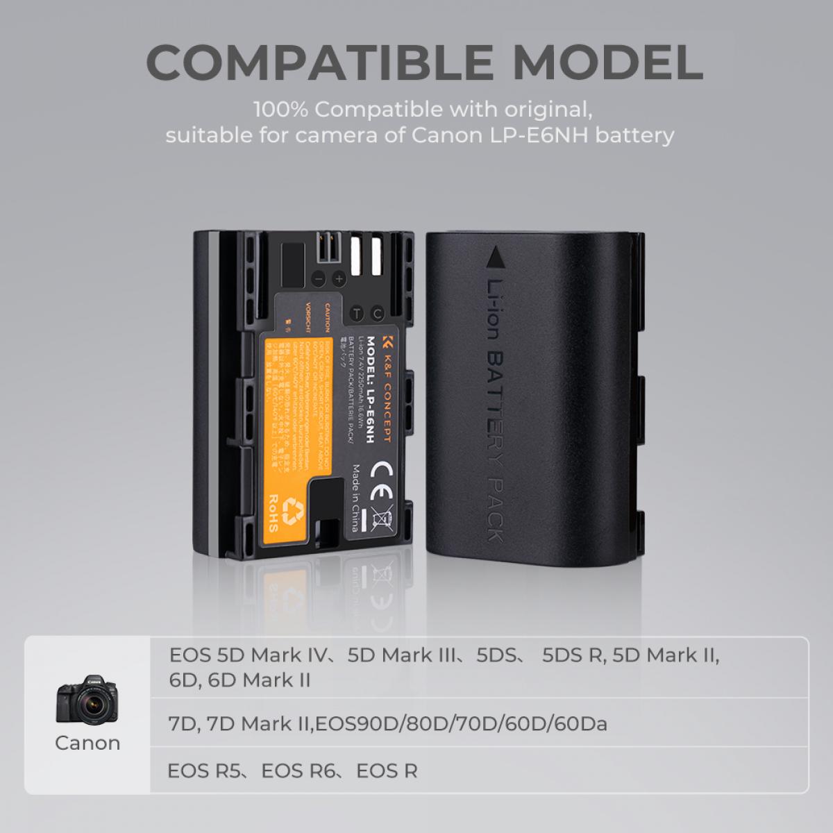 K&F Concept KF28.0002V2 LP-E6NH Dual Battery and Charger Kit