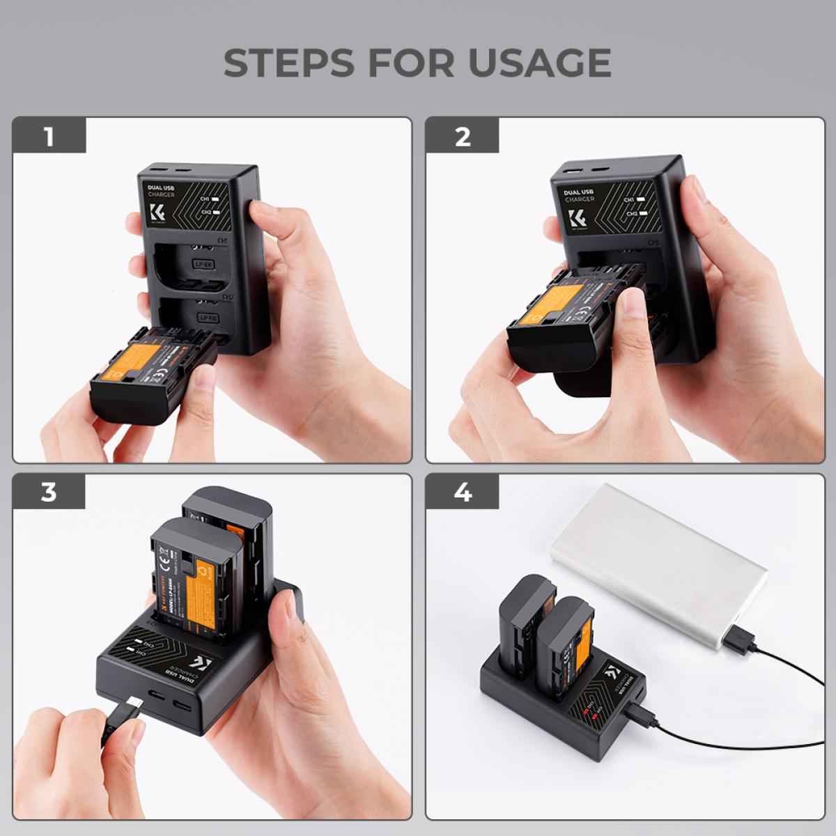 K&F Concept KF28.0002V2 LP-E6NH Dual Battery and Charger Kit