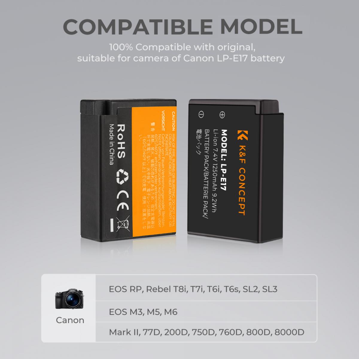 K&F Concept KF28.0003V2 LP-E17 Dual Battery and Charger Kit