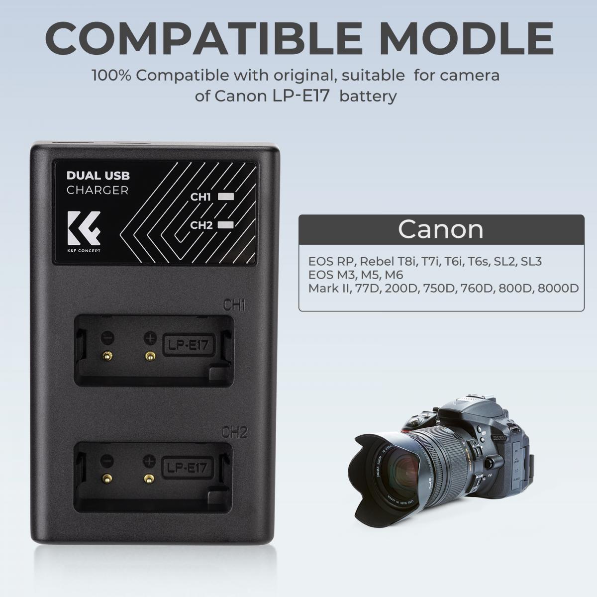 K&F Concept KF28.0008 LP-E17 Dual Slot Battery Charger