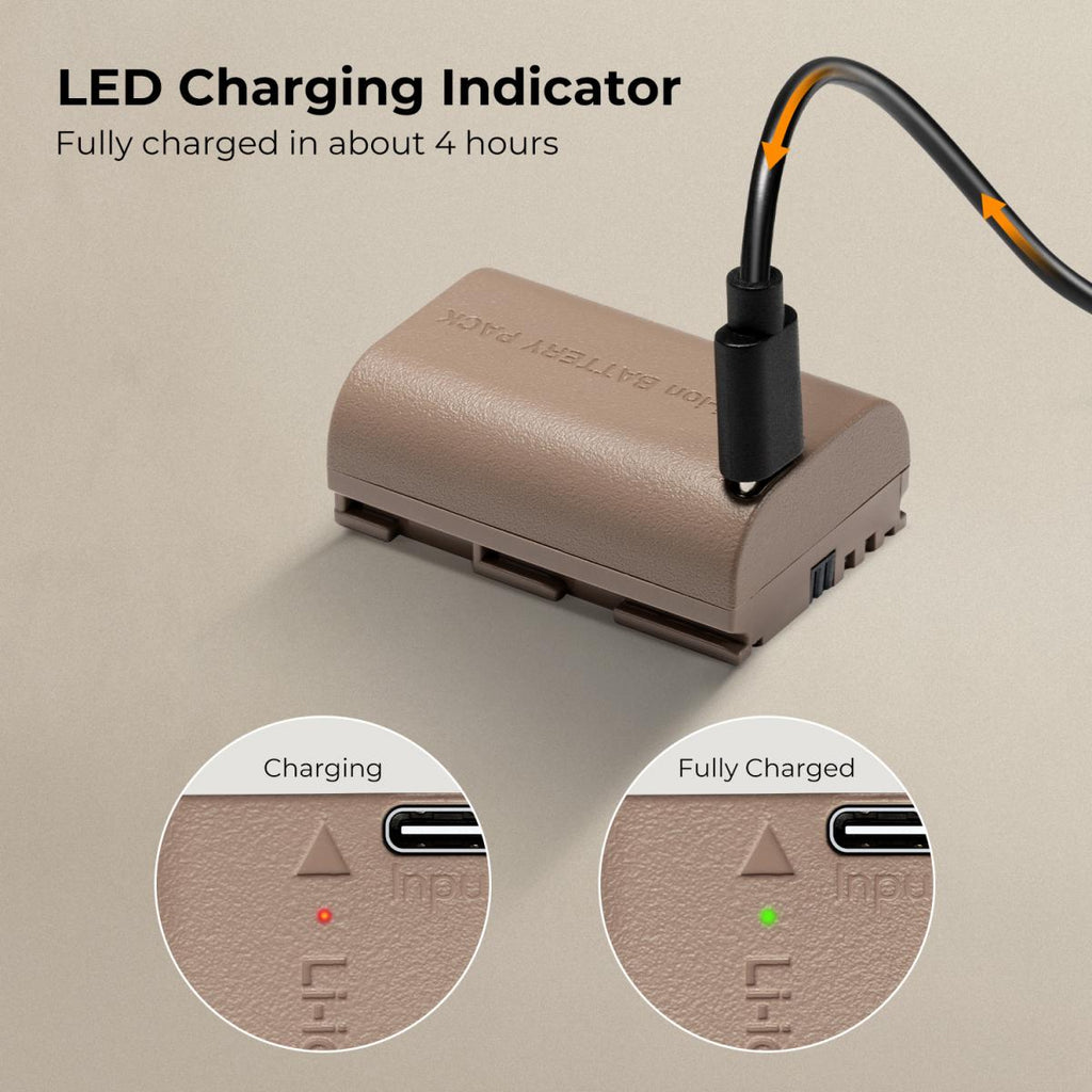 K&F Concept KF28.0022S1 LP-E6NH Battery with Type-C Direct Charging