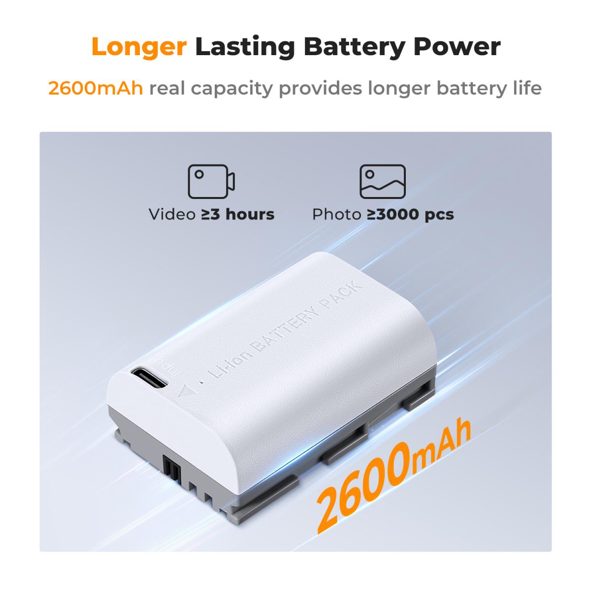 K&F Concept KF28.0033S1 LP-E6NH Battery with Type-C Fast Charging