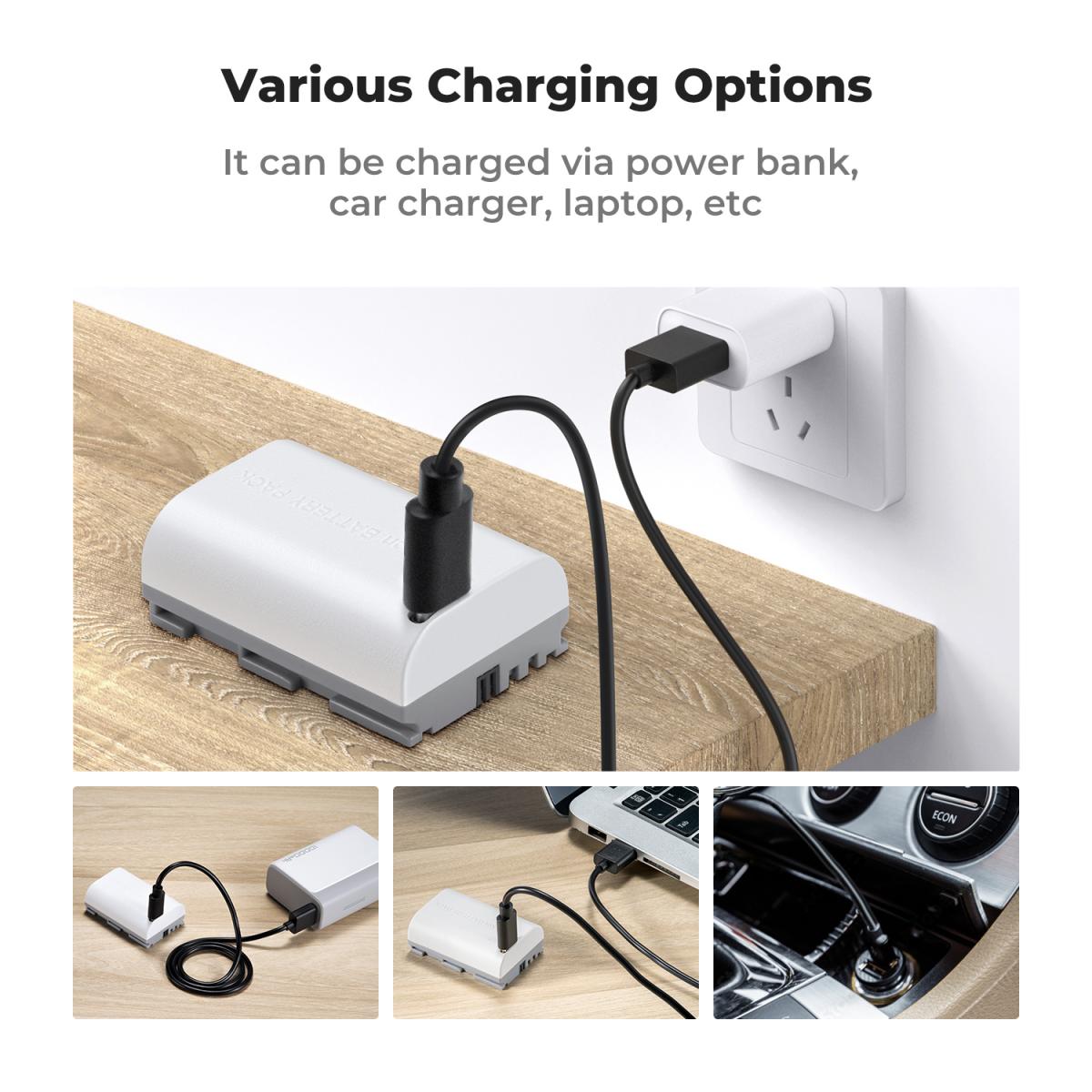 K&F Concept KF28.0033S1 LP-E6NH Battery with Type-C Fast Charging
