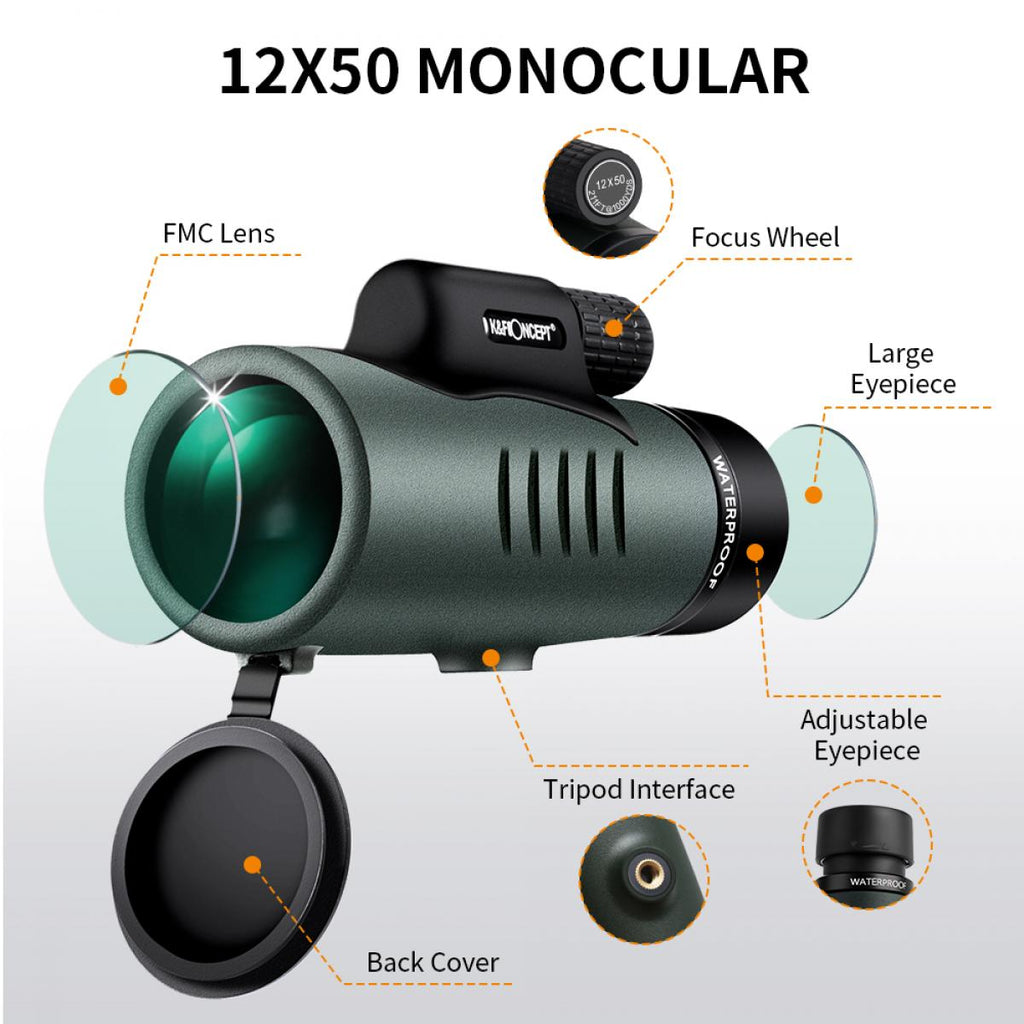 K&F Concept KF33.008 12X50 BAK4 Monocular Telescope
