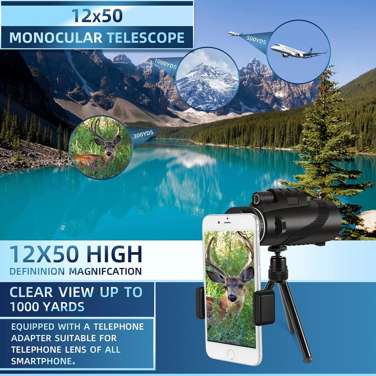KENTFAITH KF33.044 12x50 Waterproof Monocular Telescope