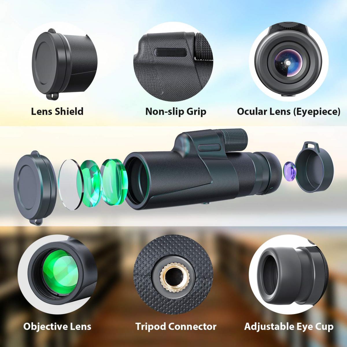 KENTFAITH KF33.054 12x50 High Power Monocular with Tripod