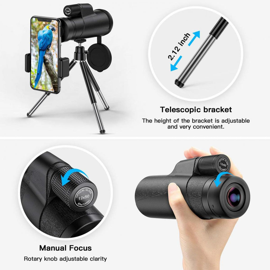 KENTFAITH KF33.054 12x50 High Power Monocular with Tripod