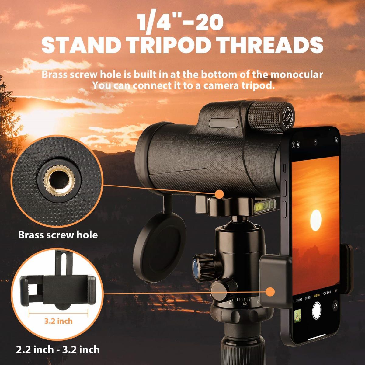 KENTFAITH KF33.054 12x50 High Power Monocular with Tripod